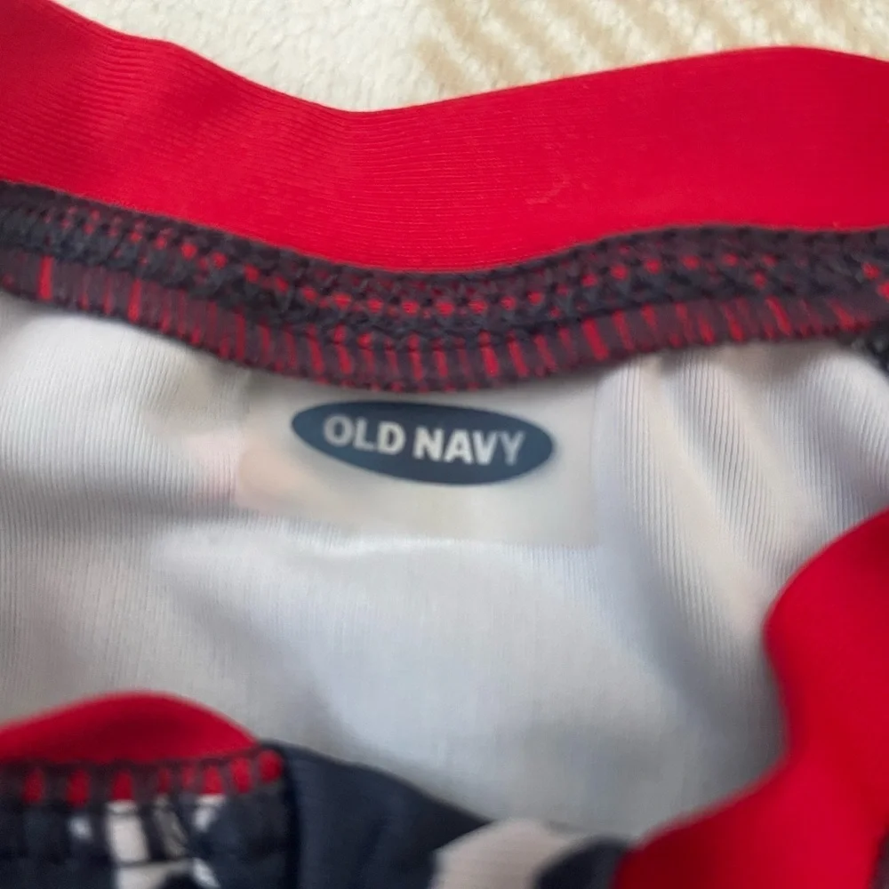 Old Navy Red and White Stars Navy Baby Romper Swimsuit